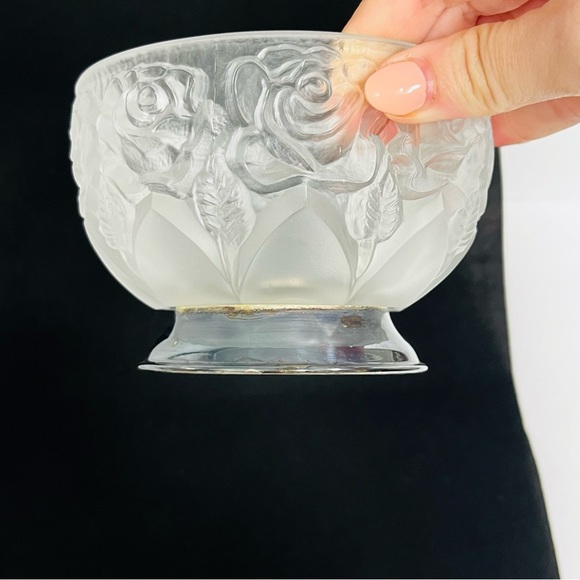 william adam’s frosted glass rose bowl mcm embossed silver plated italy - Picture 6 of 9
